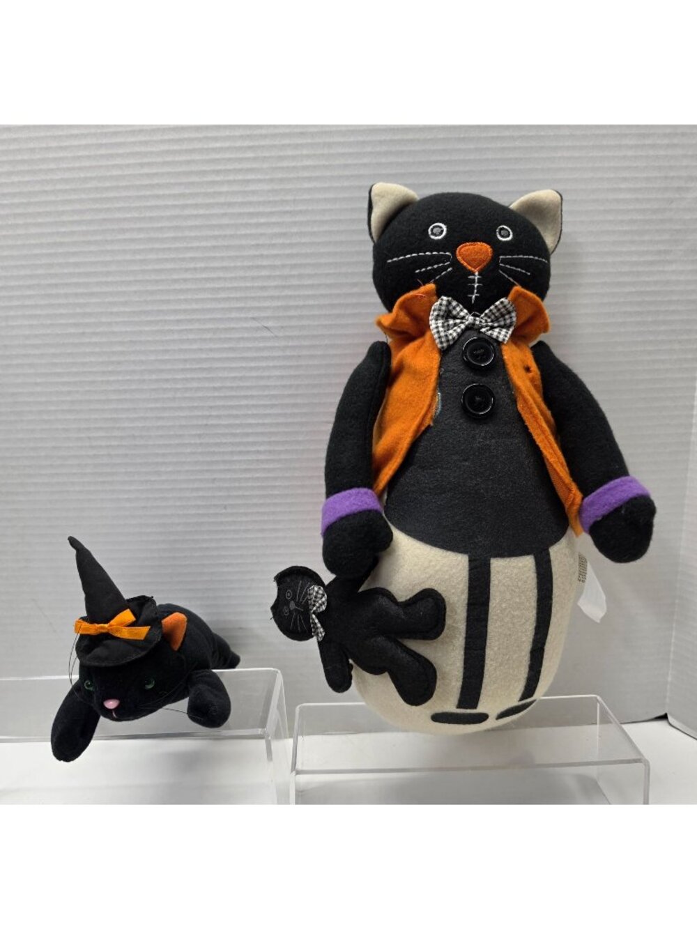 Halloween Black Cat Decor Lot Prima Creations Witch Cat Primitive 2 Pc